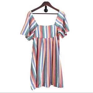 Madewell Multi Square Mini Dress Festival Stripe L